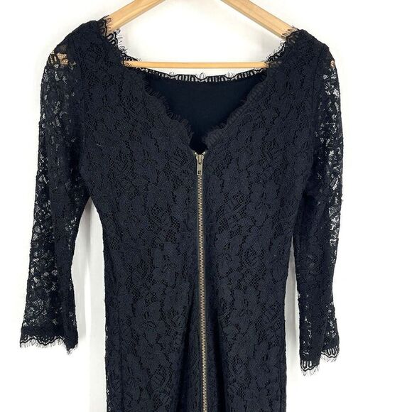 Diane Von Furstenberg Dress Size 4 Women Zarita Black Lace Cocktail Party Sheath - Picture 5 of 10